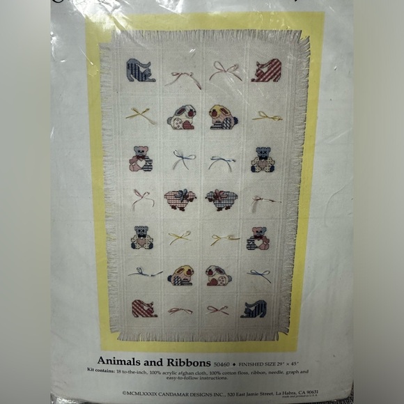 NEW Candamar Something Special Cross Stitch KIT Antique Toy Baby Afghan Kit - Picture 2 of 4